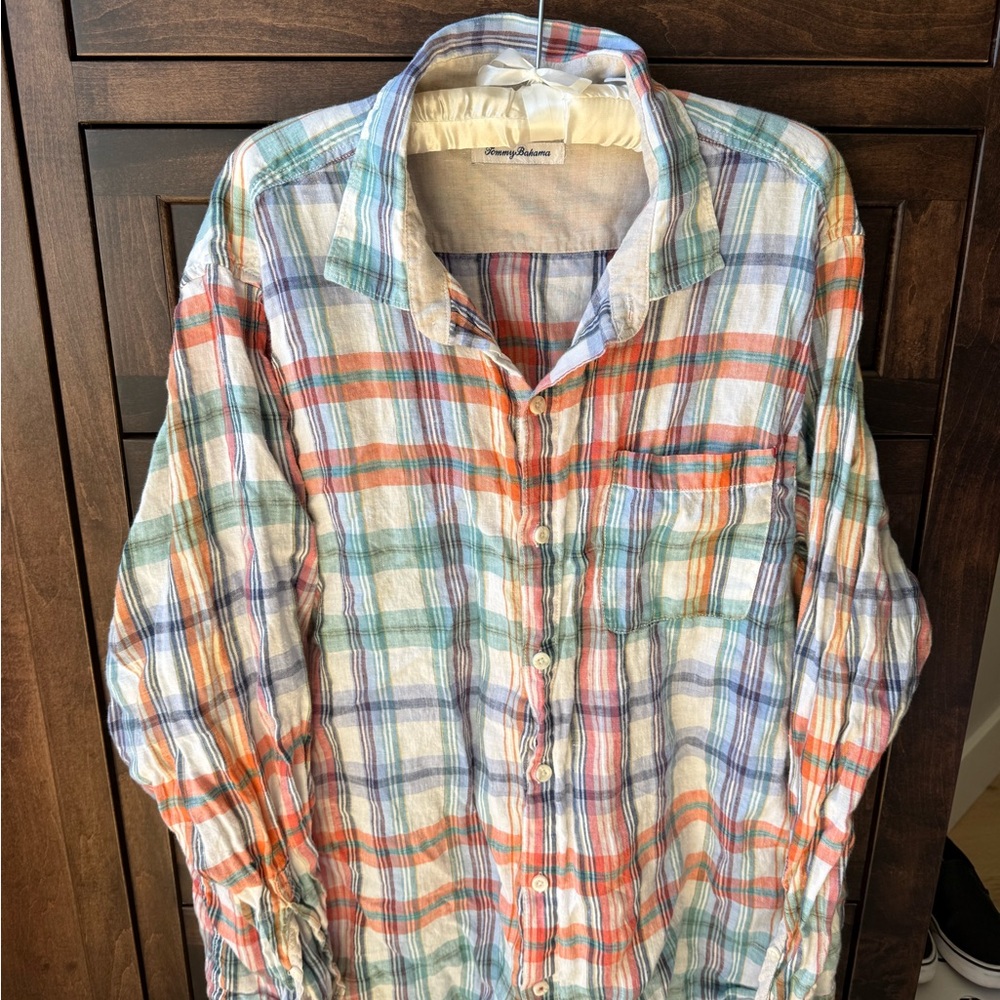 Tommy Bahama Multicolor Plaid Button-Down Shirt - Orange, Green & Blue